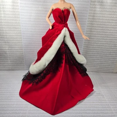 VESTIDO DE NOITE COM ~ VESTIDO (A) ~ VERMELHO BRANCO PRETO 2007 PAPAI NOEL MODELO DE FÉRIAS MUSA BONECA VESTIDO - Imagem 1 de 4