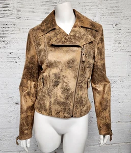 Giacca Moto Western Cripple Creek Taglia M Pelle Metallizzata Bronzo Scintillante Oro - Foto 1 di 14