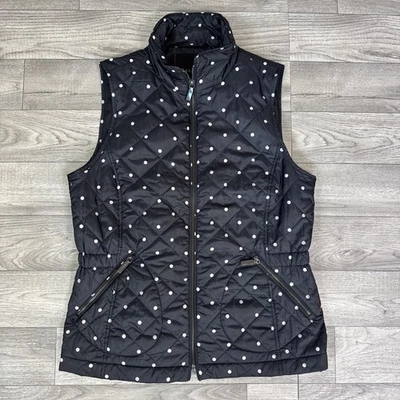 Chaleco para mujer Talbots negro patrón de lunares cremallera completa sin mangas talla XS Foto 1 de 4