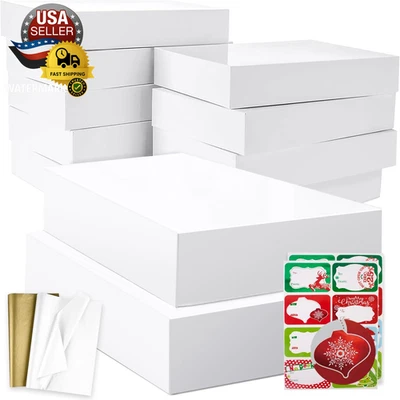 12 cajas de regalo extra grandes blancas a granel con tapas, 12 papel de seda y 80 unidades Foto 1 de 4