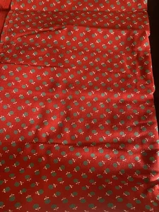 Small Green Flowers On Red 100% cotton fabric 3/4 Yard x 35” - Picture 1 of 1