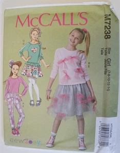 McCalls 7238 Girls Top Pants Skirt Sewing Pattern Sizes 7-14 - Picture 1 of 2