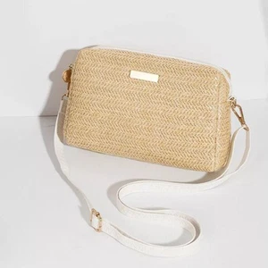 Women Woven Handbags Simple Flower Crossbody Bag Casual Beach Straw Bag - Picture 1 of 15
