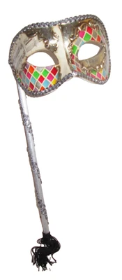 MAR101M A QUALITY ITALIAN HANDHELD MASK HANDPAINTED BY ARTISANS,  MULTICOLOURED. - Image 1 of 4