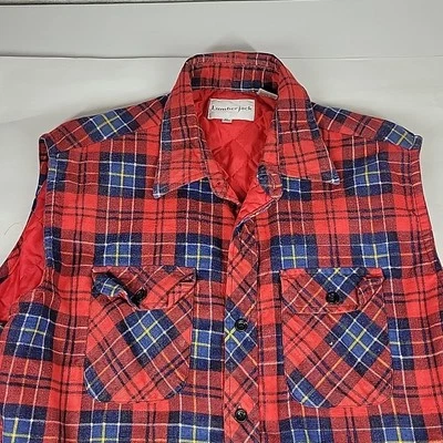 Chaleco Forro Acolchado Rojo A Cuadros Años 90 De Colección Talla XL Leñador GorpCore Exterior Foto 1 de 4