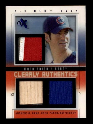 MARK PRIOR 2004 FLEER EX CLEARLY AUTHENTICS TRIPLE PATCH JERSEY BAT #01/08 T6122 - Image 1 of 2