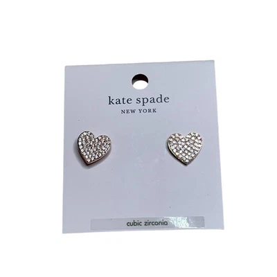 Kate Spade yours truly pave heart studs earrings Rose Gold Clear - Image 1 of 4