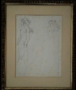 Disegno a matita su carta antica vergellata con filigrana centrale a 3 gigli - Foto 1 di 12