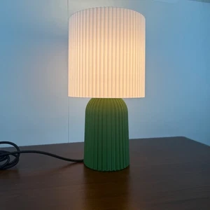 Green Base Table Lamp With Pleated Shade Home Decor Lighting Accent - Picture 1 of 8