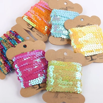 Olografici Paillettes Bordatura Passamanerie Nastro Lucido Skinny Orlo Arte 9.1m - Immagine 1 di 4