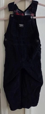 Mono OshKosh B'gosh azul marino chaleco pana forrado a cuadros niño pequeño 3T Foto 1 de 4