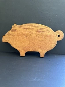 Antique Folk Art Wood Cutting Board Pig Farmhouse Primitive Rustic Kitchen 16” - Picture 1 of 14
