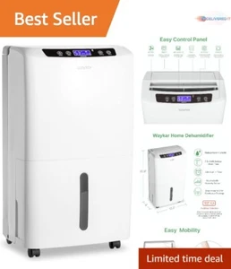 34 Pint Dehumidifier Plastic 2000 Sq Ft Auto Drain Home Use Efficient Moistur... - Picture 1 of 8