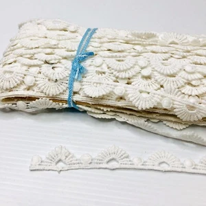 Vintage Lace Fabric Trim White Scalloped Edging Ribbon Piece Wedding Decorative - Picture 1 of 6
