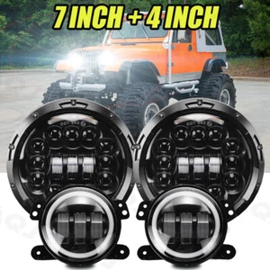 7" Inch LED Headlights 4" Fog + Turn Signal Fit Jeep CJ-8 Scrambler 1981-1985 - Picture 1 of 16