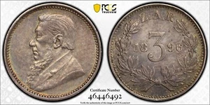 1896 South Africa ZAR 3D KM-3 PCGS AU Details/Cleaned - Picture 1 of 1