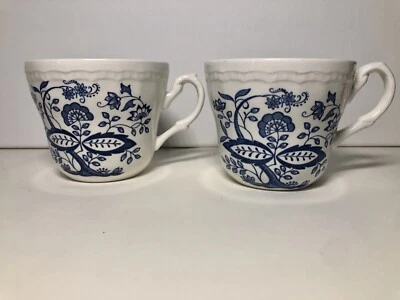 Set Of 2 Vintage Tea Coffee Cups Enoch Wedgwood Blue Heritage Onion England - Image 1 of 4
