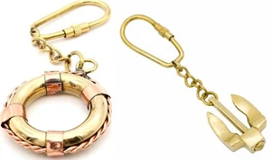 Schlüsselanhänger Set Mittelalter Anker und Lebensretter Design Messing Keychain - 2er Pack - Bild 1 von 9