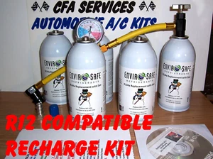 1995-OLDER R12 CAR/ A/C REPLACEMENT KIT/6 Cans ENVIROSAFE REFRIGERANT +GAUGE+DVD - Picture 1 of 1