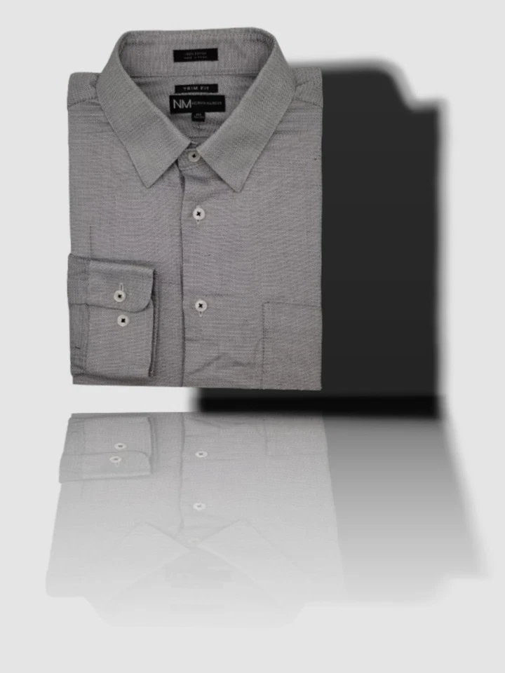 Camisa de vestir de manga larga blanca negra $92 Neiman Marcus 15.5 32/33 para hombre Foto 1 de 1