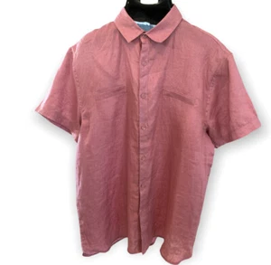 Bruno Men Size Large Mauve Button-up Pure Linen Casual Shirt - Picture 1 of 6