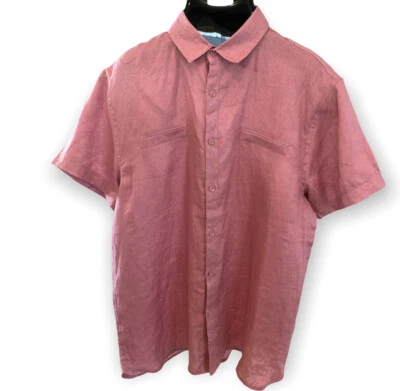 Bruno Men Size Large Mauve Button-up Pure Linen Casual Shirt - Image 1 of 4
