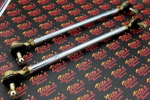 2 x NEW Vito's Yamaha Banshee SILVER tie rods + ball joints STOCK LENGTH kit - Picture 1 of 4