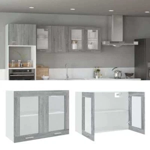 Hanging Glass Cabinet Lyon Grey Sonoma 80x31x60 cm Engineered Wood - Picture 1 of 9