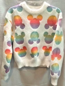 Disney’s Minnie Mouse Super Soft Sweater. Girls Size XL (14/16). Ivory & Rainbow - Picture 1 of 4
