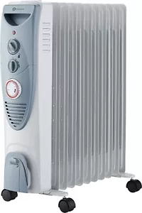 PureMate® 2500W Oil Filled Radiator, 11 Fins - Heater with Timer & Thermostat - Picture 1 of 13