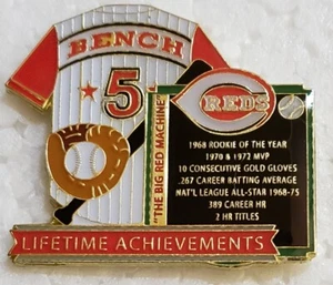 CINCINNATI REDS JOHNNY BENCH LIFETIME ACHIEVMENTS Lapel Pin - Picture 1 of 3