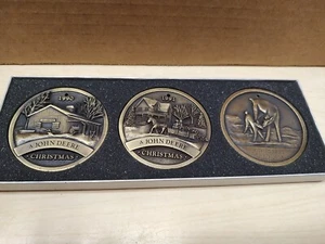 John Deere Antique Brass Limited Edition 1990 1991 1992 Ornament Set NIB - Picture 1 of 8