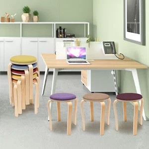 Stackable Stools, Stackable Round Stools, Set of 8 Stacking Wooden Stools NEW - Picture 1 of 19