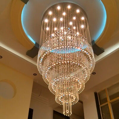 Large Luxury Modern Crystal Chandelier Lighting 18-Lights Raindrop Ceiling Light - Image 1 of 4
