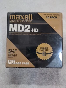 NEW Maxell Mini-Floppy Disk MD2-HD 5 1/4" 20 Pack Double Sided 80 Track 96 TPI - Picture 1 of 5