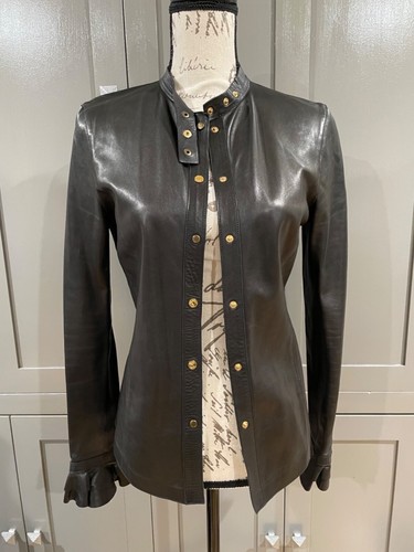 GUCCI Giacca Pelle Donna 40 Nera Ottime Condizioni