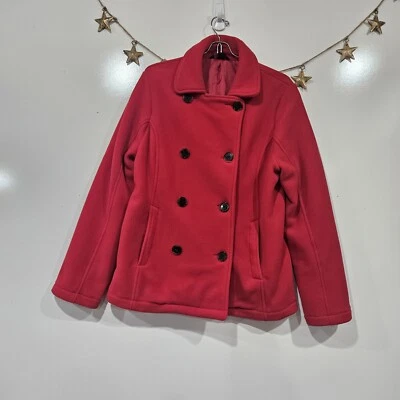 Lands End Rojo Ancla Náutica Polartec Chaquetón Doble Pecho Mediano Vacaciones  Foto 1 de 4