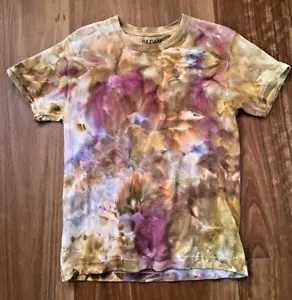 Handmade Tie Dye T-shirt in Purple Maroon Khaki Brown Olive - Picture 1 of 8