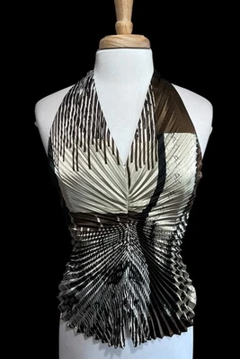 JOSEPH RIBKOFF Tendencias Sedoso Retro Abstracto Plisado Sin Mangas Top Para Mujer 6 Foto 1 de 4