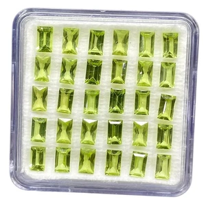 30 Pcs Natural Peridot 5x3mm Baguette Cut Top Quality Loose Untreated Gemstones - Picture 1 of 15