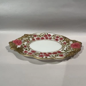 Antique Victorian Hand Painted Florals On Opalescent Milk Glass Tray/Plate - Picture 1 of 7