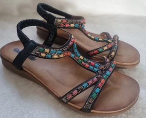 Pavers Women's Black Bedded Sandals Size uk 6 / 39 - Picture 1 of 11