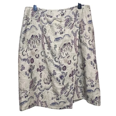 Falda envolvente forrada hasta la rodilla tapiz estampado floral tostado talla 14 de J.Jill para mujer Foto 1 de 4