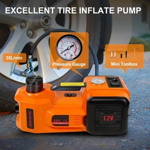Electric Automotive Car Jack 5 Ton 12v with Impact Wrench & Tire Inflation Pump - Picture 1 of 9