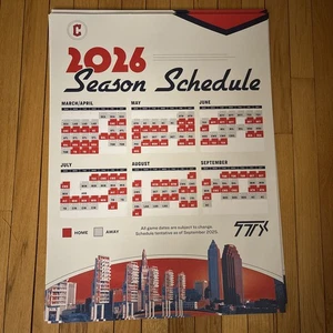 2026 Cleveland Guardians SCHEDULE POSTER MLB SGA 9/27/2025  Size 24" X 18" - Picture 1 of 1