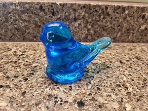 Leo Ward Glass Blue Bird of Happiness Signed Figurine 1991 Vintage - Picture 1 of 10