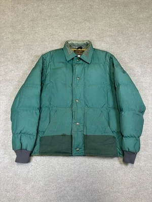 Vintage 80s Eddie Bauer Quilted Goose Down Green Snap Puffer Coat Jacket Size M - Image 1 of 4
