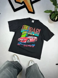 Vintage Ferrari F40 T-Shirt 1993 L Ayrton Senna Style Race Car Tee Rare - Picture 1 of 11