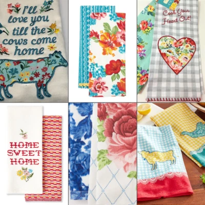 Juego de 2 toallas de cocina PIoneer para mujer flores silvestres animales caprichosos corazón de vaca *Tú eliges Foto 1 de 4