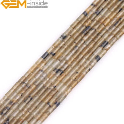 Cuentas espaciadoras de columna de tubo de ojo de tigre Howlita natural para hacer joyas 15"2x4 mm Foto 1 de 4